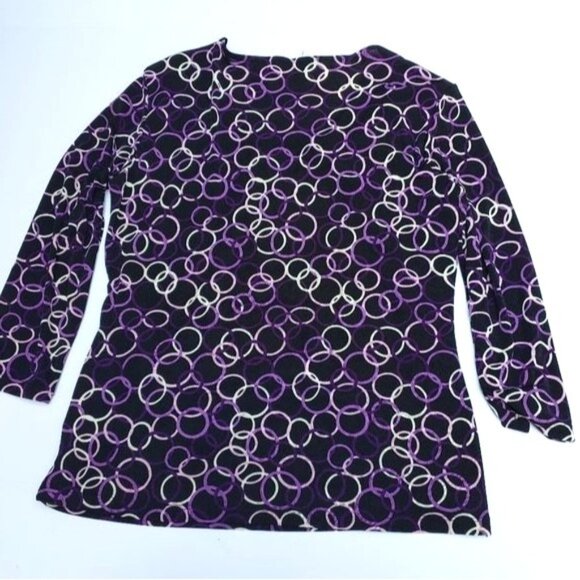 Briggs New York women's long-sleeve top circles black purple Small - Picture 2 of 6